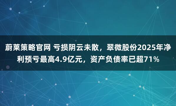 蔚莱策略官网 亏损阴云未散，翠微股份2025年净利预亏最高4.9亿元，资产负债率已超71%